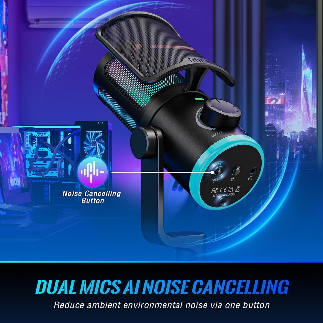 Micrófono de juego FIFINE para PC, micrófono USB para transmisión c...