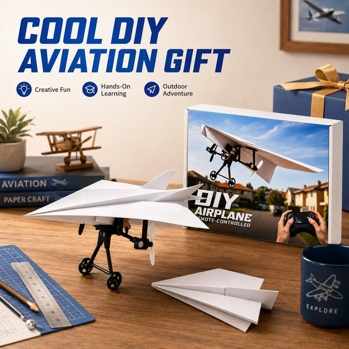 Kit de avión de papel de DIY RC, kit de motor de avión de papel Rc