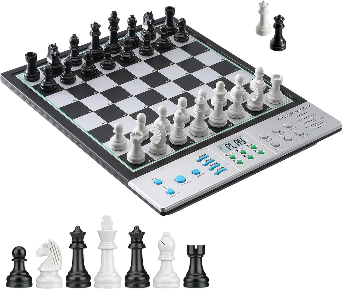 LC2B - Juego de ajedrez electrónico avanzado con motor ELO 2200+ y tutor de IA parlante, tablero de ajedrez electrónico de tamaño cómodo perfecto para amantes del ajedrez, juego de ajedrez inteligente para computadora con imán fuerte (plateado)