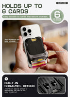 SUPCASE para MagSafe Wallet con Soporte, Capa para 6 tarjetas, Carbono Negro