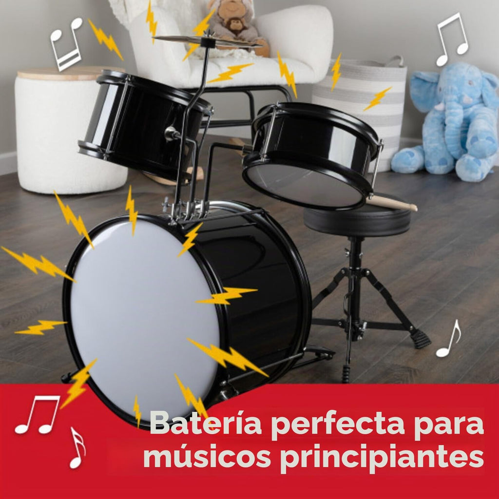 Hey Play - Juego de batería para niños, negro, juego de 3 piezas