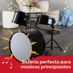 Hey Play - Juego de batería para niños, negro, juego de 3 piezas