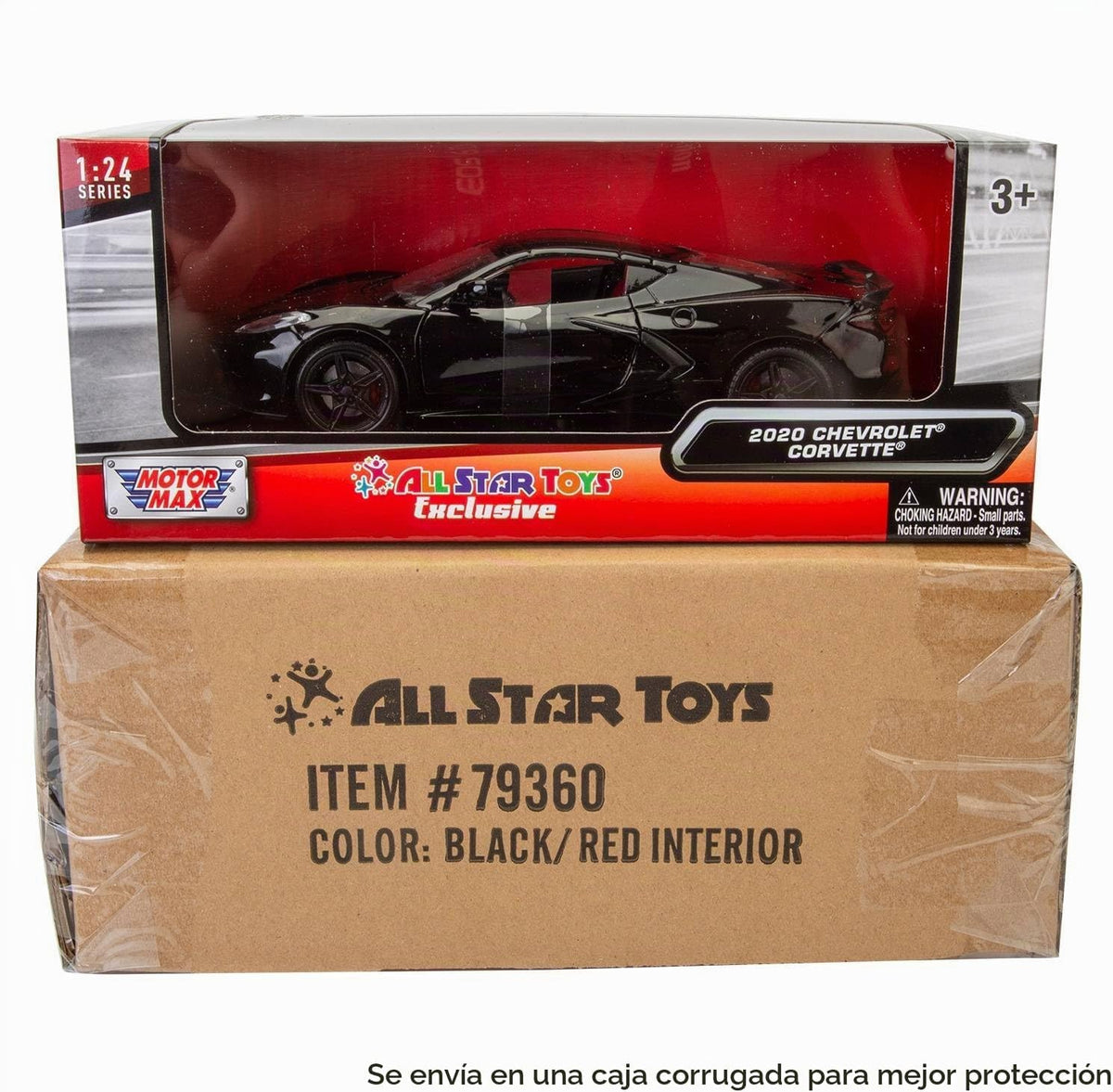 Motormax 2020 Chevrolet Corvette C8 Stingray 1:24 Diecast Black All Star Toys Exclusivo