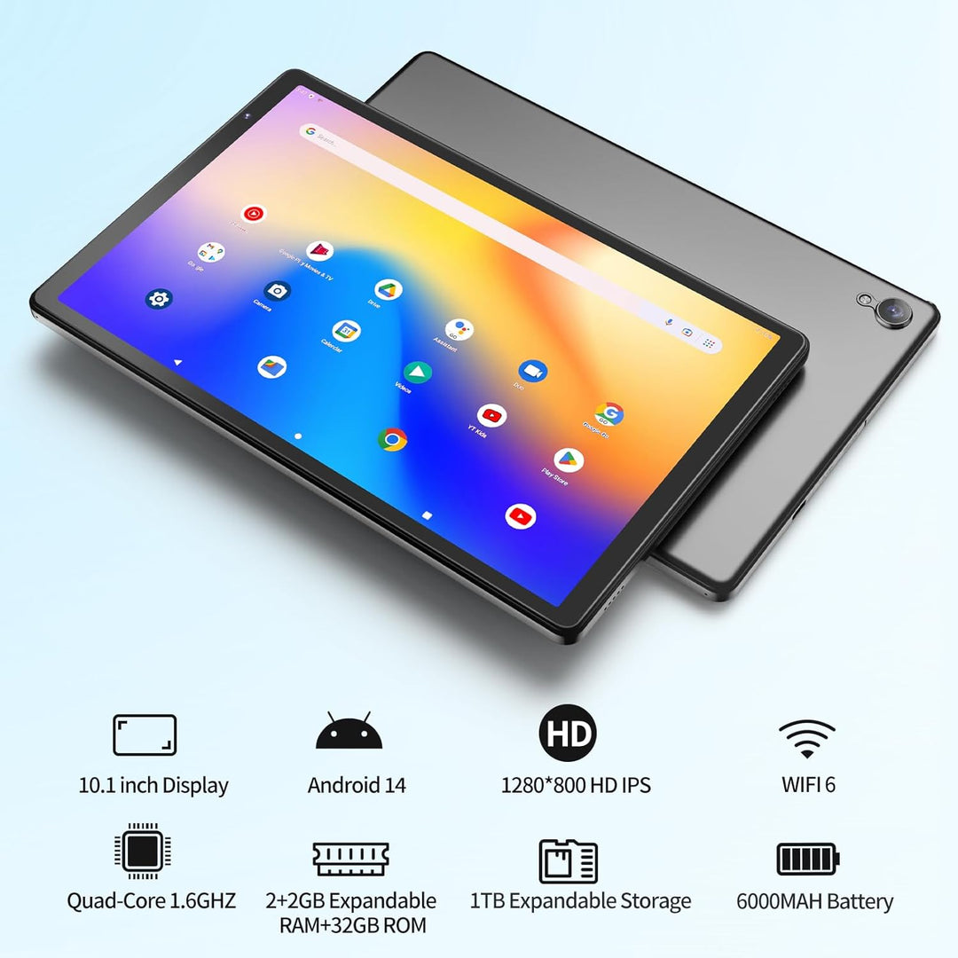 NEWISION Tablet Android de 10 pulgadas, 32 GB de almacenamiento, cu...