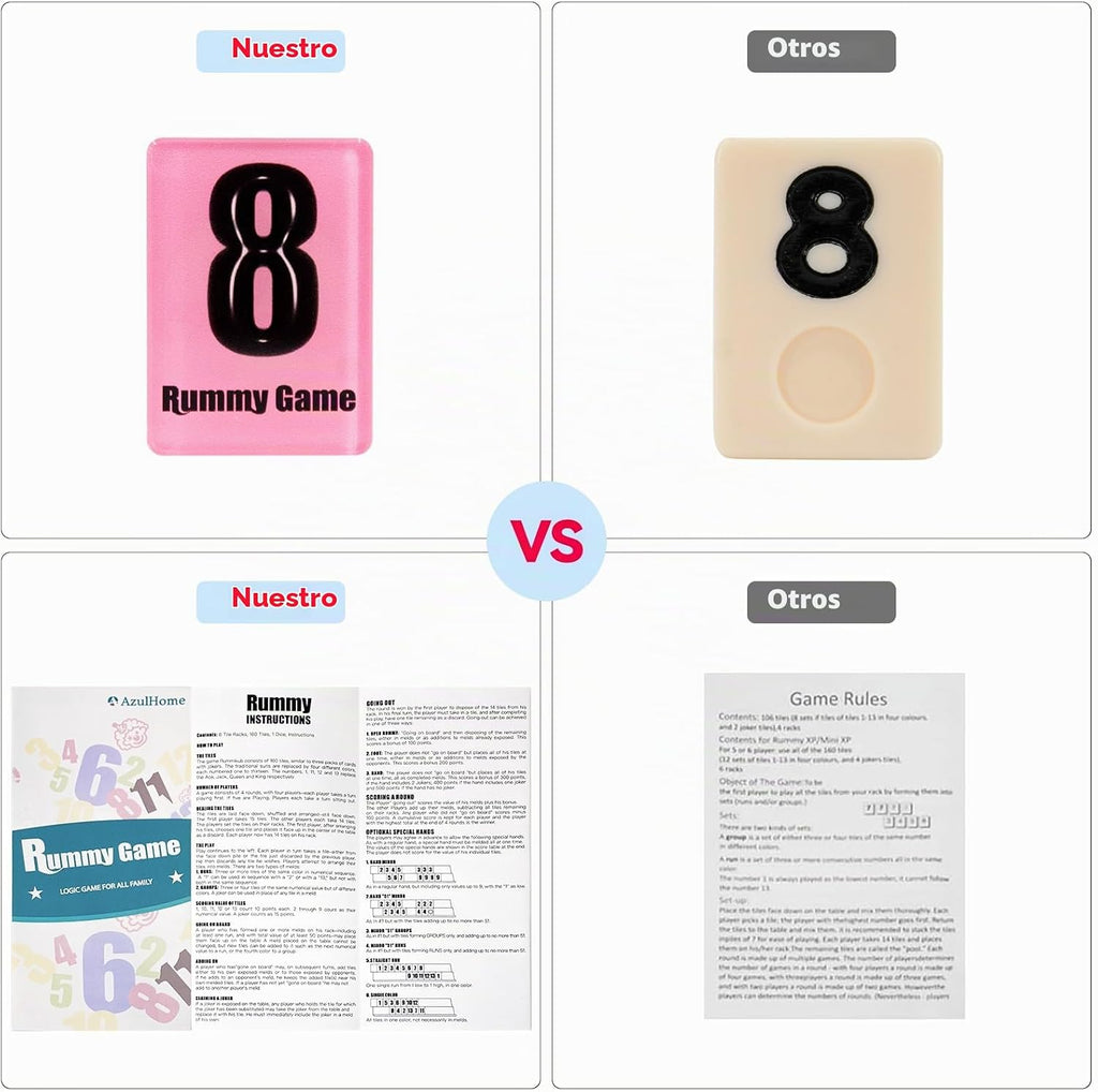 Rummy Cube Edición para 6 jugadores con 6 estantes de madera, 160