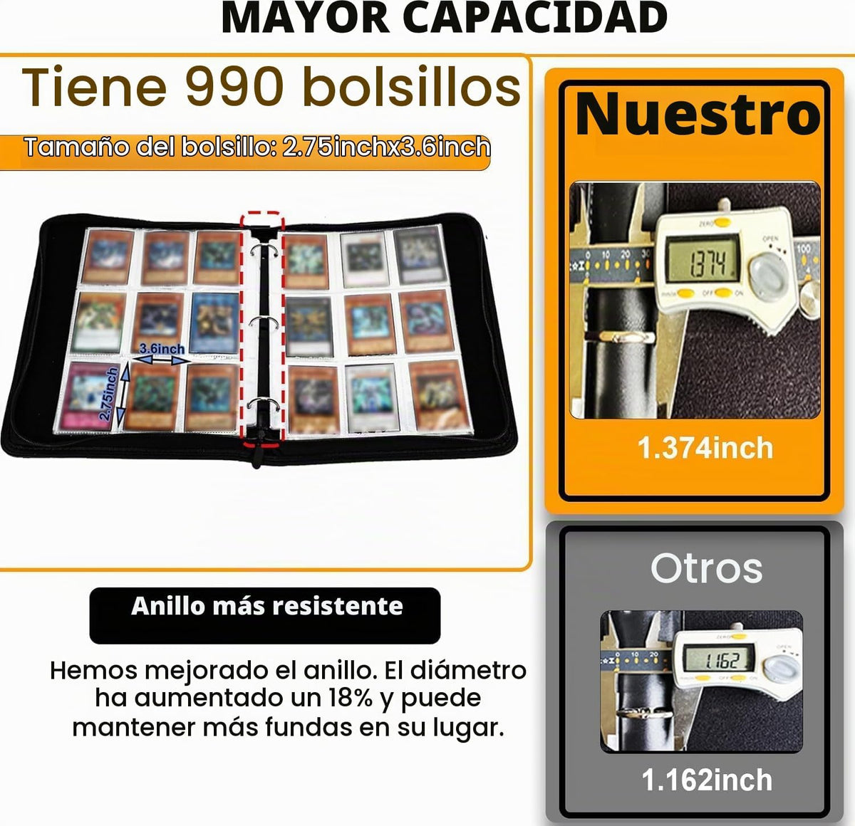 Carpeta de tarjetas coleccionables para 990 tarjetas, 9 bolsillos, diseño