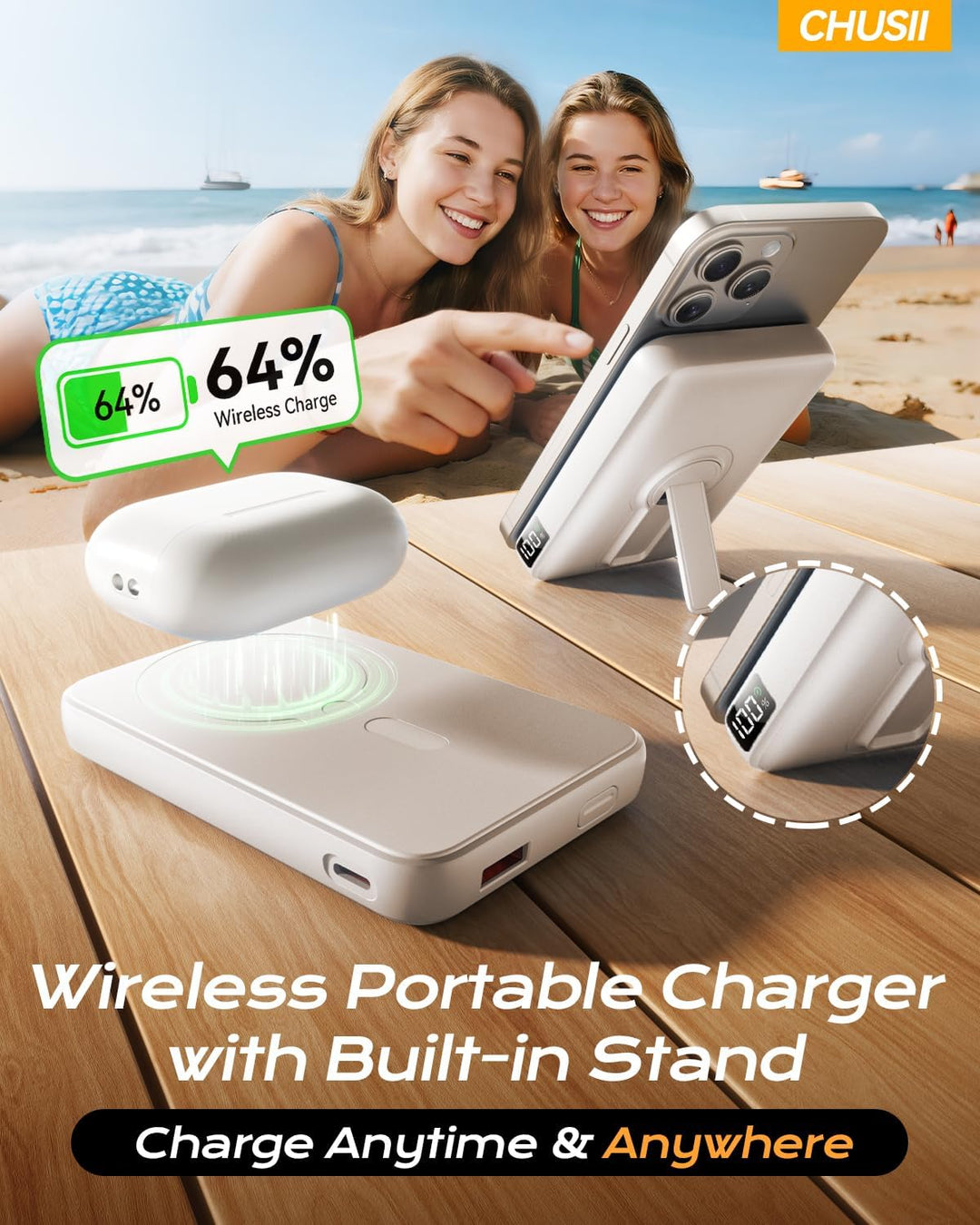 Cargador portátil Magsafe, banco de energía magnético inalámbrico d...