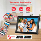 Frameo Marco de fotos digital WiFi de 10.1 pulgadas, marco de fotos digital de 32 GB con pantalla táctil IPS HD de 1280 x 800, montaje en pared con rotación automática, fácil de compartir fotos/videos