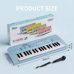 Piano infantil de 37 teclas con micrófono, teclado de música, azul