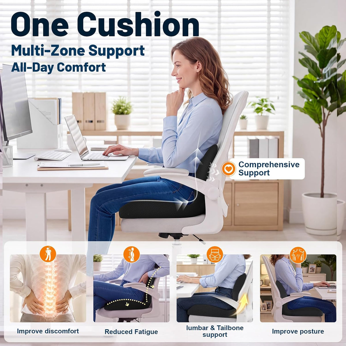 Cojín de asiento con cojín de apoyo lumbar Cojín ergonómico para la