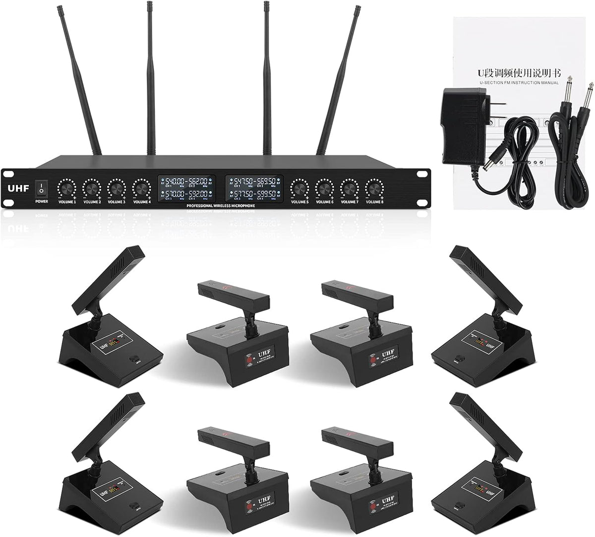 XTUGA Sistema de micrófono inalámbrico para conferencias YT8, micrófonos, Desktop Microphone