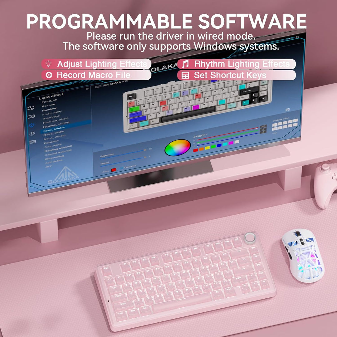 SOLAKAKA Teclado inalámbrico A75 para juegos con perilla multifunci...