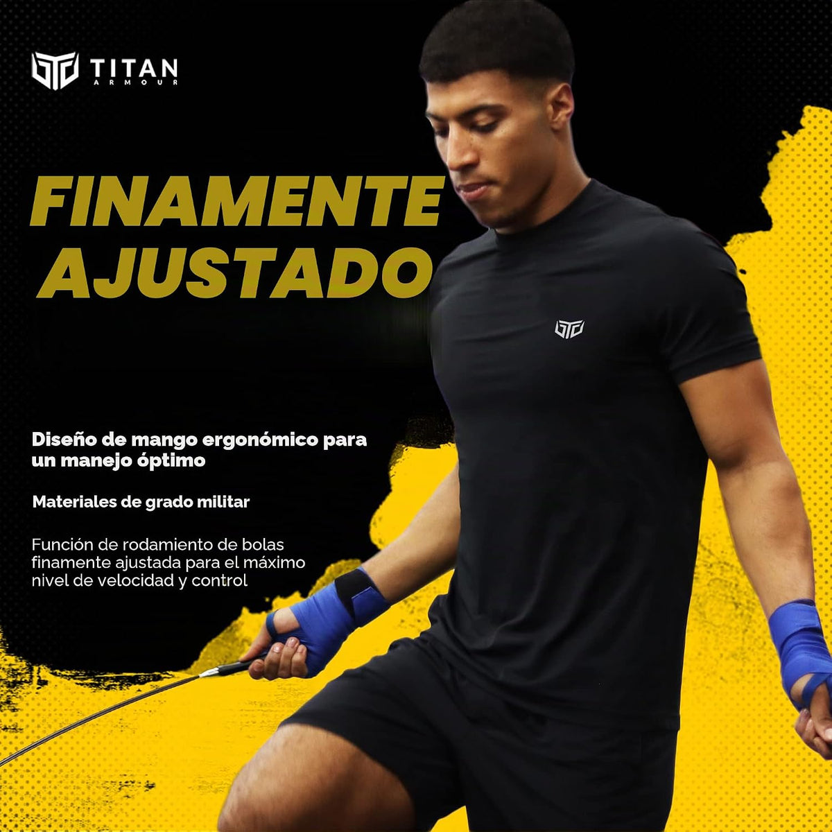 Titan Armour® Cuerda de velocidad – Cuerda profesional autobloqueante y ajustable, cuerdas de salto de velocidad para adultos para fitness | 2 cuerdas de acero, protector de cable y estuche de viaje |