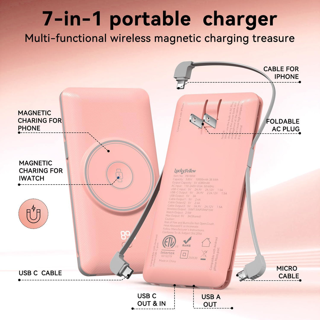Cargador portátil magnético de 10000 mAh para iWatch y iPhone, 22.5...