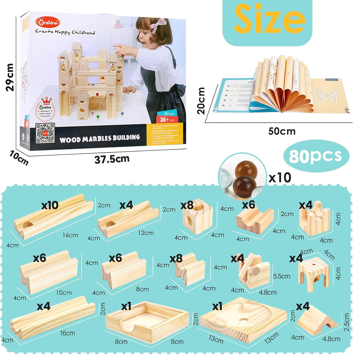 Carrera de mármol de madera para niños, juego de construcción de laberinto