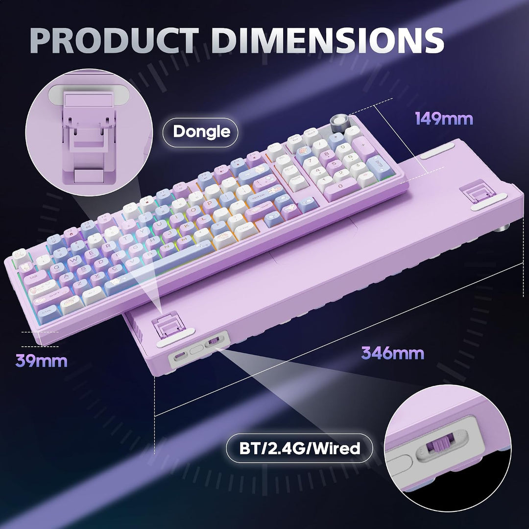 ROYALAXE F98 Teclado cremoso con teclado numérico, teclado mecánico...