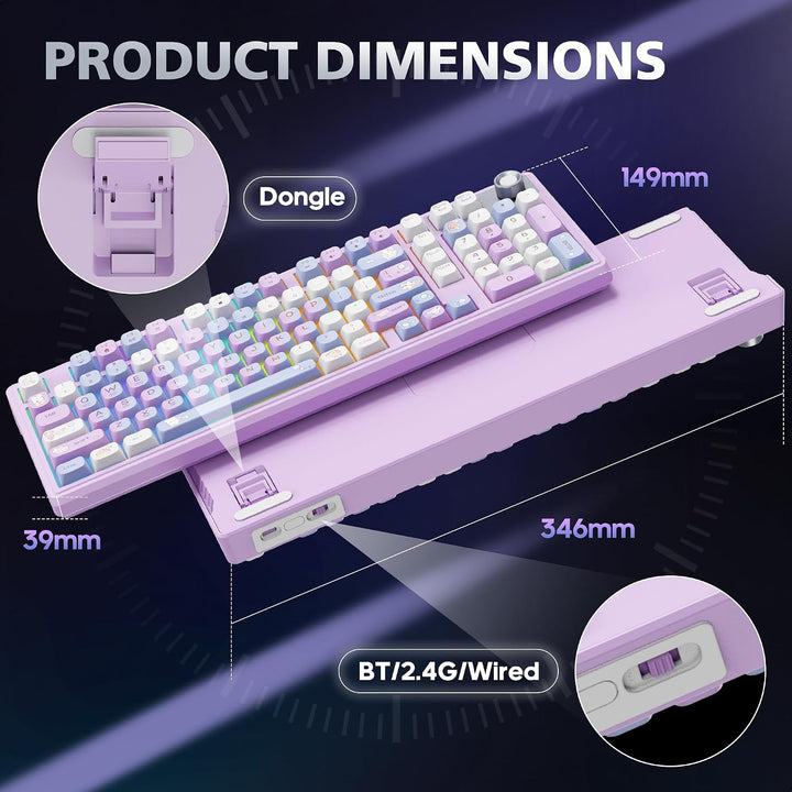 ROYALAXE F98 Teclado cremoso con teclado numérico, teclado mecánico...