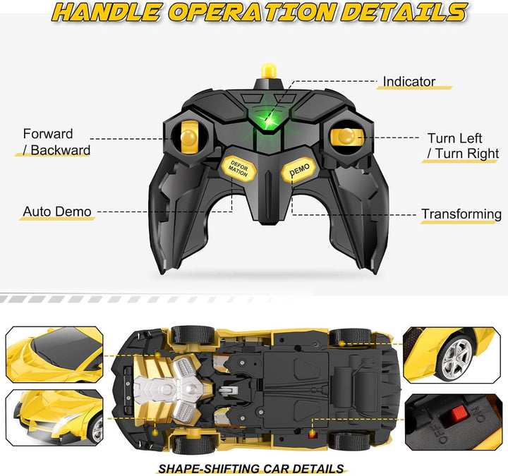 Britik Vehículo de Juguete de Control Remoto Transformable para Niñ...