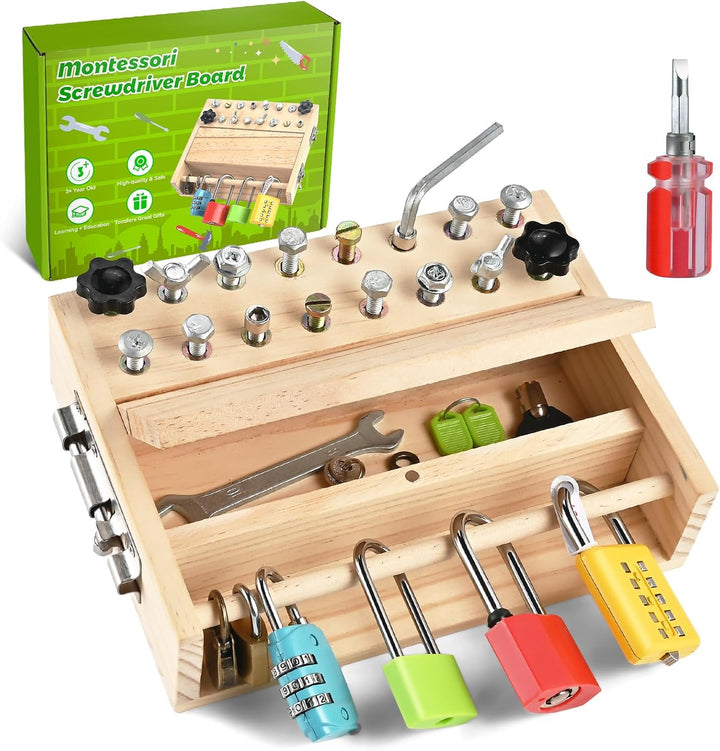 WoodTrove Montessori - Juego de tablero de destornillador, juguetes...