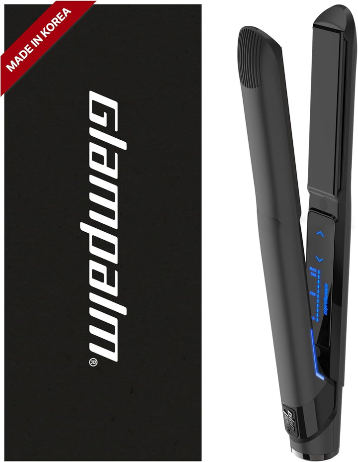 GLAMPALM Plancha de pelo de cerámica de 1 pulgada con infusión de V...