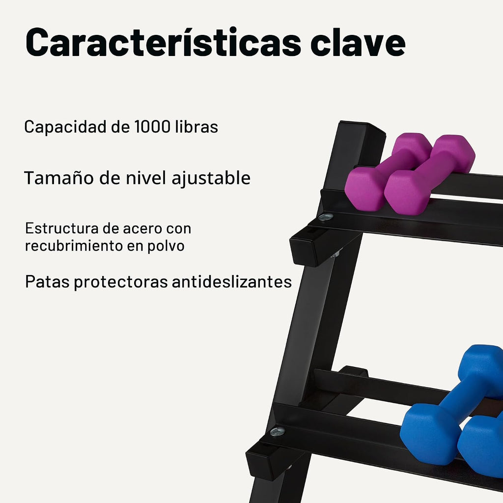 Amazon Basics Soporte de pesas ajustable de 3 niveles, solo soporte de acero resistente, negro