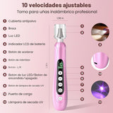 Kit de taladro de uñas profesional, lima de uñas eléctrica con luz...