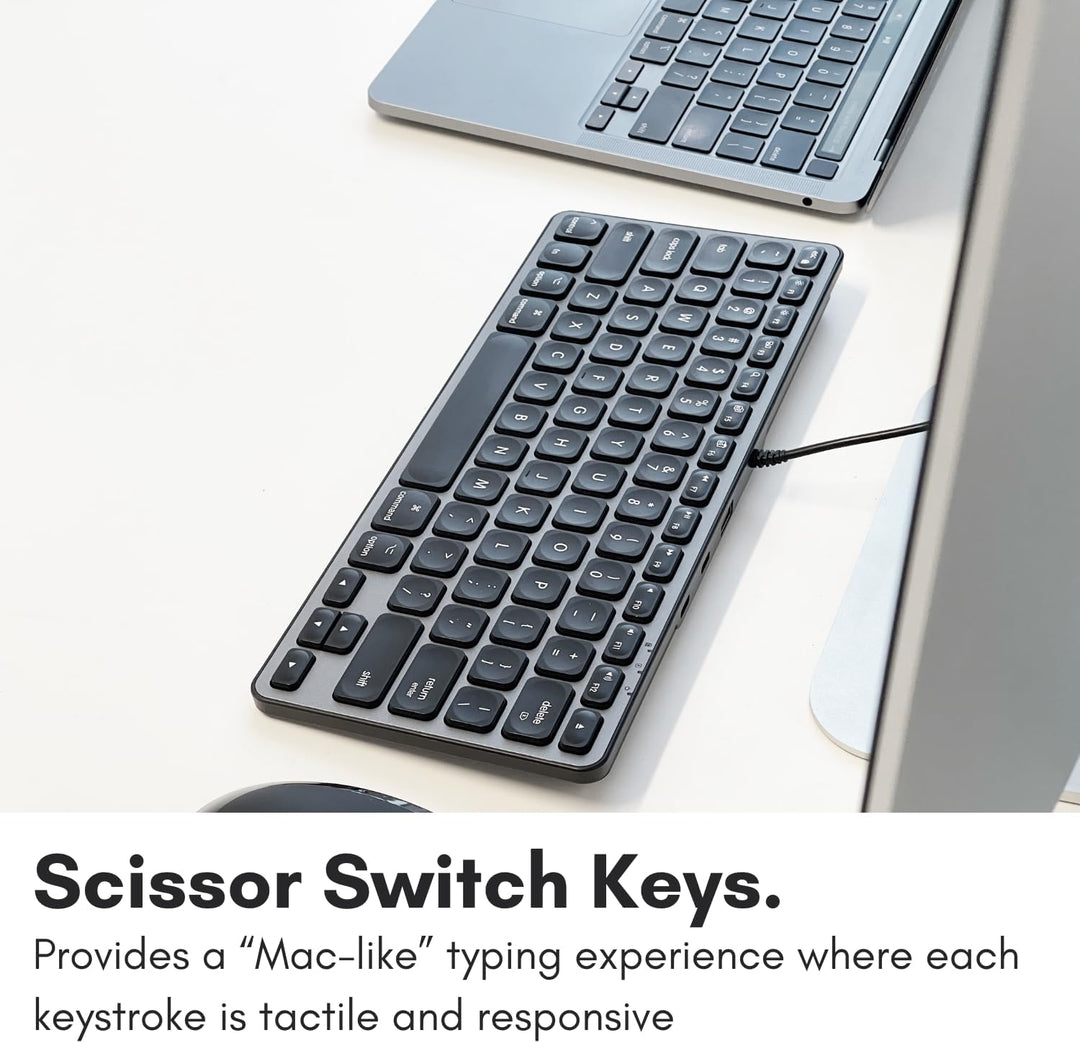 Macally Teclado con cable para Mac con concentrador USB (2 USBC \/...