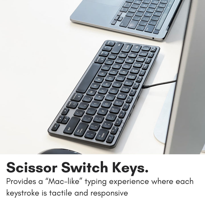 Macally Teclado con cable para Mac con concentrador USB (2 USBC \/...