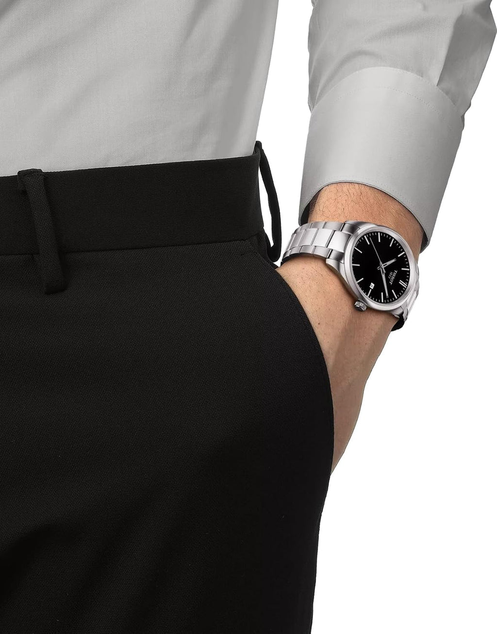 Tissot PR 100, cuarzo suizo, 1.575 en, esfera negra, reloj para hombre