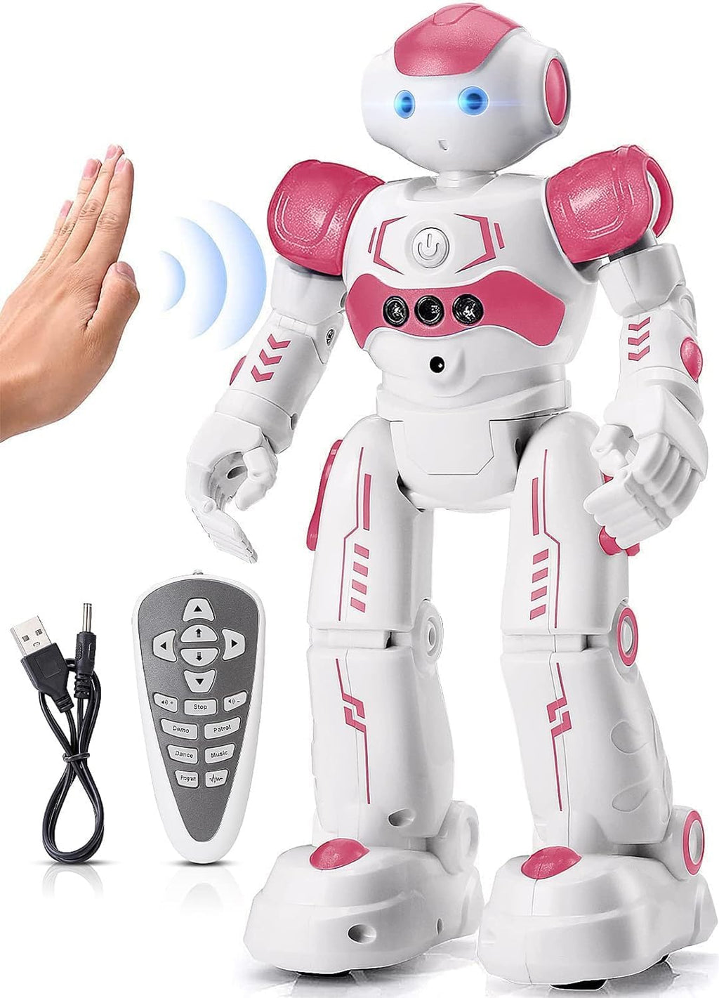 KingsDragon - Robot RC, juguetes para niños con gestos y detección, robot inteligente a control remoto para niños de 3 a 7 años, regalo de cumpleaños, rosa
