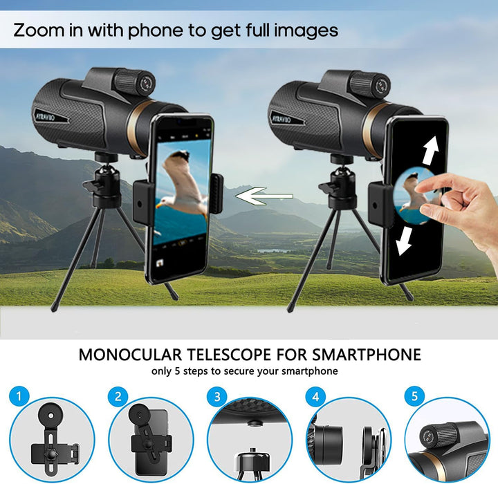 AYRAVIIO Telescopio monocular de 12 x 60 pulgadas con