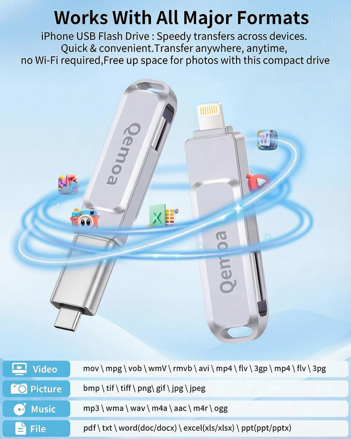 Memoria externa de 256 GB con certificación MFi para iPhone, almace...