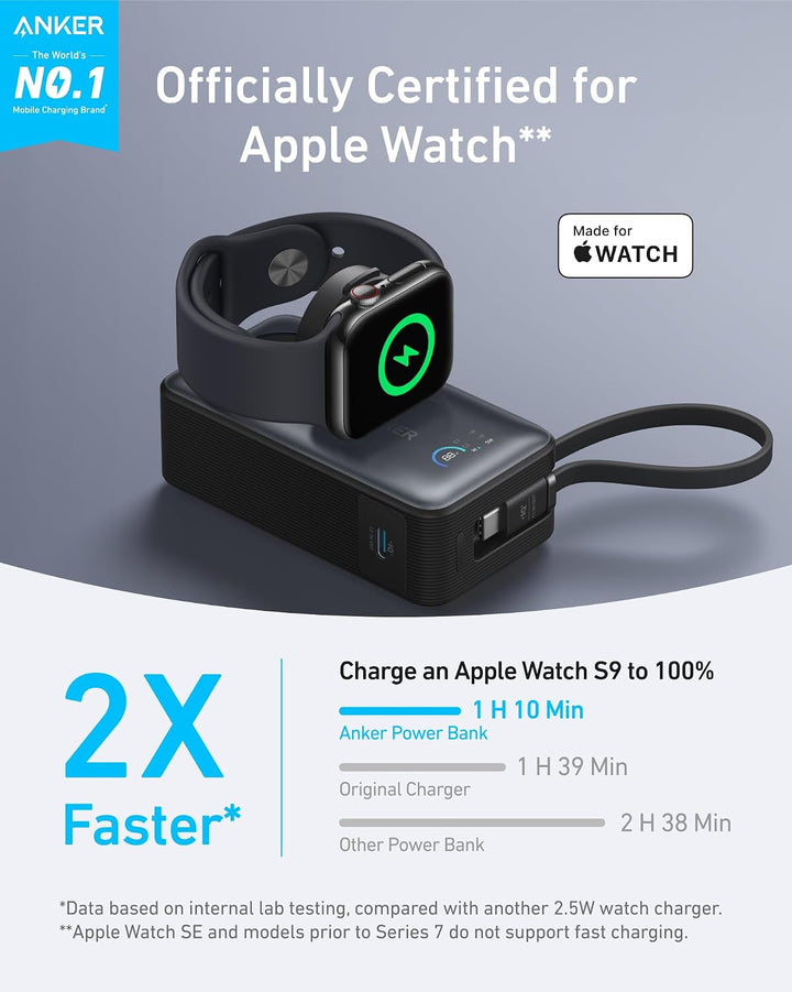 Anker MagGo Power Bank para Apple Watch, batería compacta de 10,000...