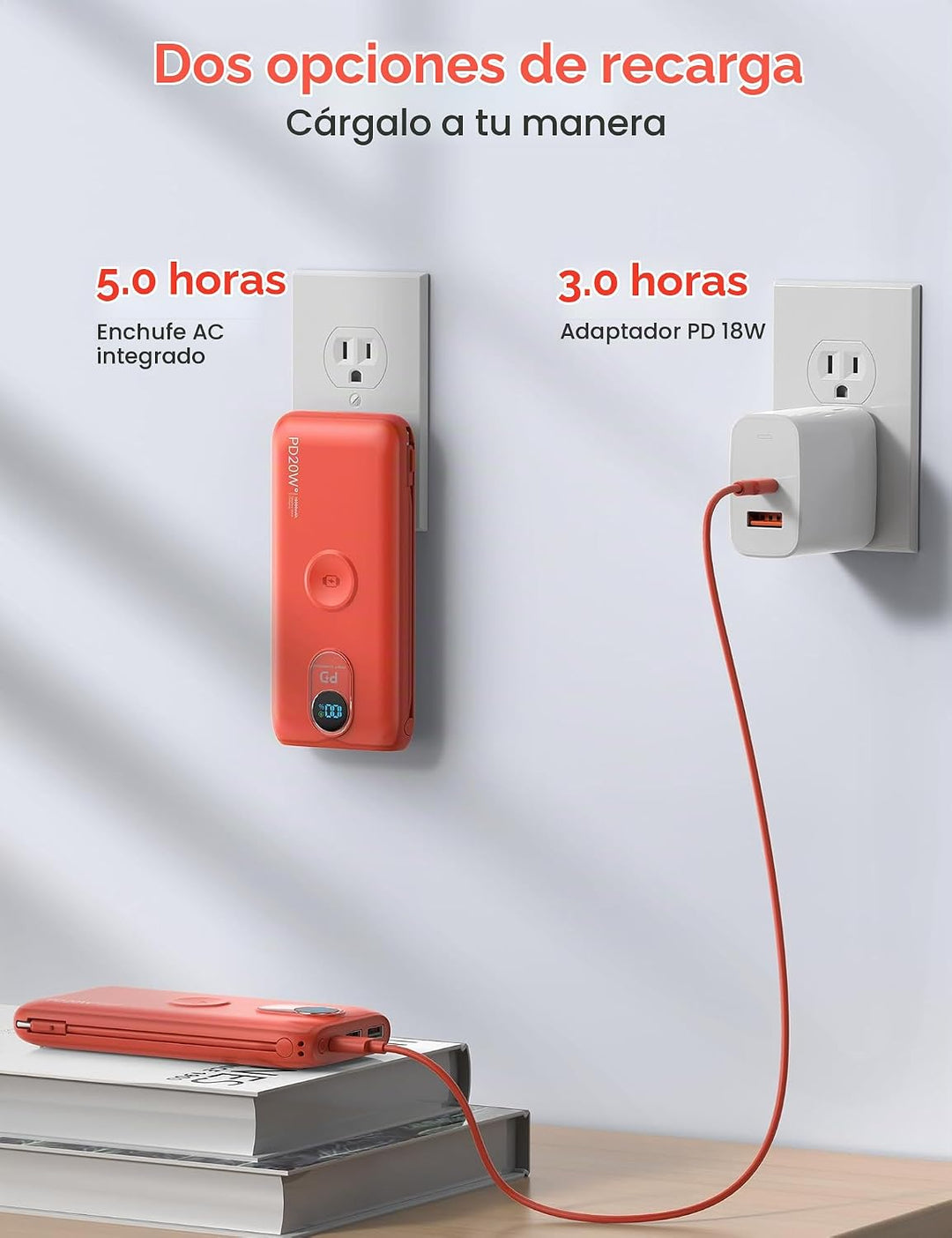 LENGSUM Cargador portátil, cargador de batería de carga rápida de 1...