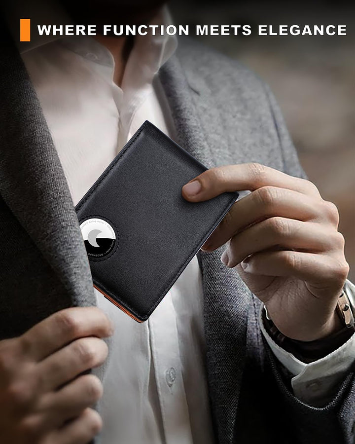 BROSHOPP Billetera Airtag para hombre, billetera plegable de cuero...