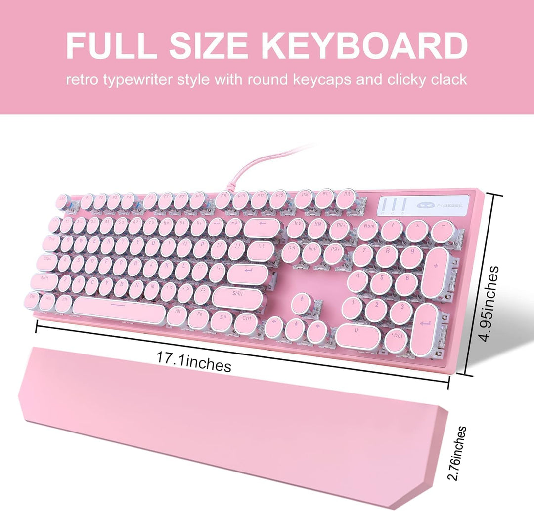 Camiysn Teclado Mecánico para Juegos Estilo Máquina de Escribir, Te...