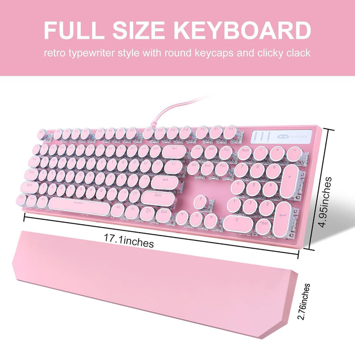Camiysn Teclado Mecánico para Juegos Estilo Máquina de Escribir, Te...
