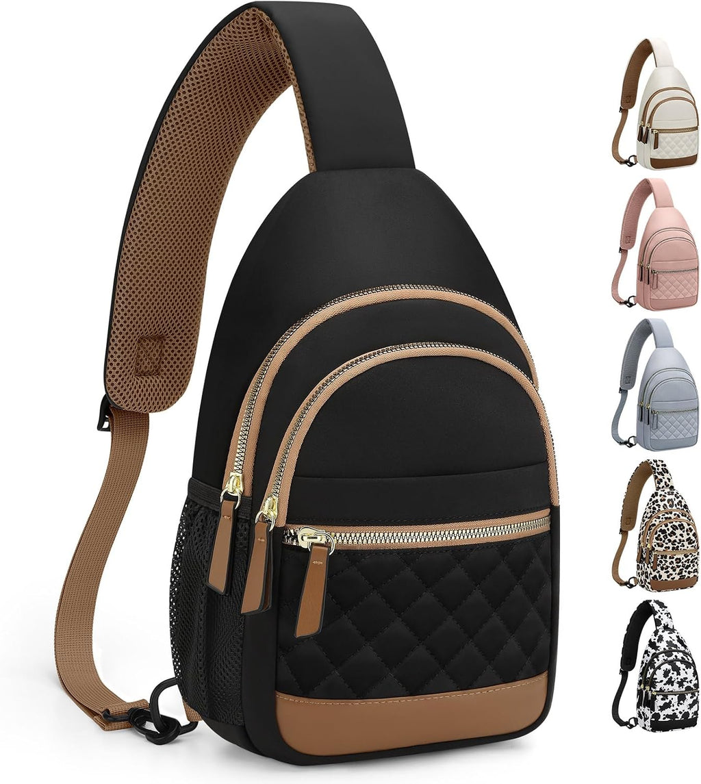 Bolso bandolera para mujeres y hombres, bolsos cruzados impermeables para mujeres, riñonera con correa de hombro convertible para viajes, Negro, Grande