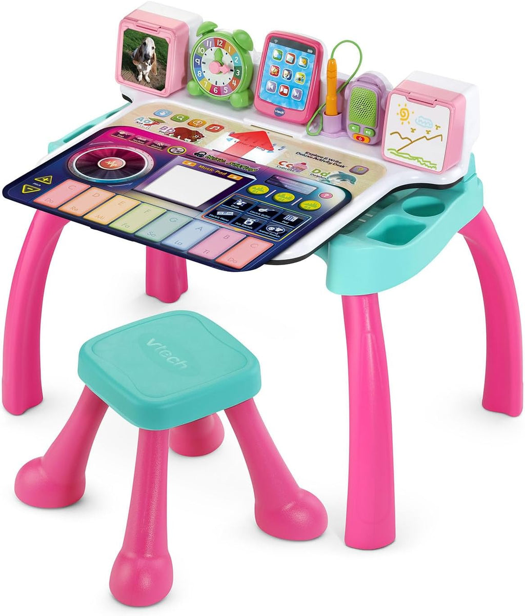 VTech - Escritorio de actividades Deluxe para explorar y escribir (embalaje sin frustraciones), color rosa