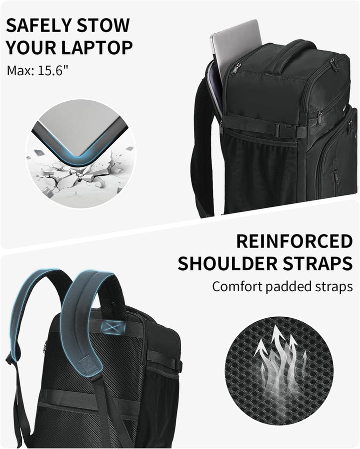ECOHUB Mochila de viaje Mochila de mano, Negro-2, Mochilas de viaje