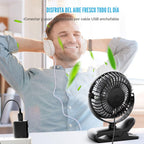BESKAR Ventilador USB con clip, ventilador de escritorio pequeño po...