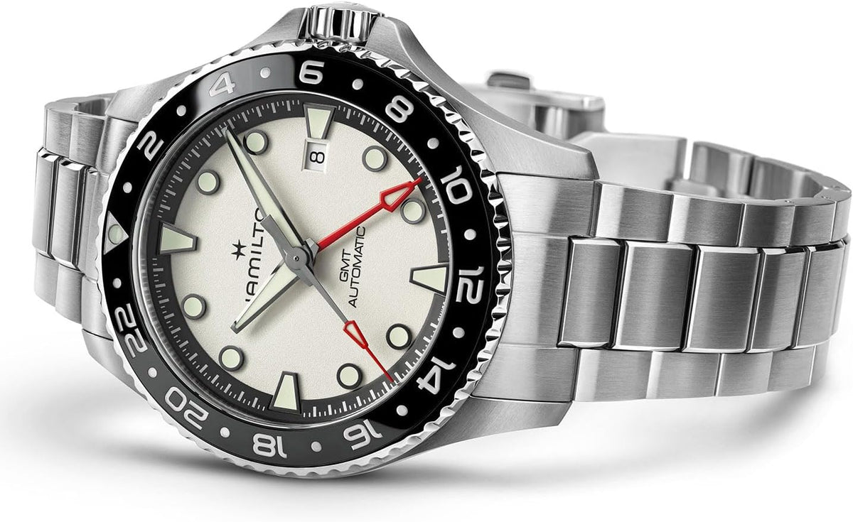 Hamilton Reloj para hombre automático azul marino caqui, acero inoxidable