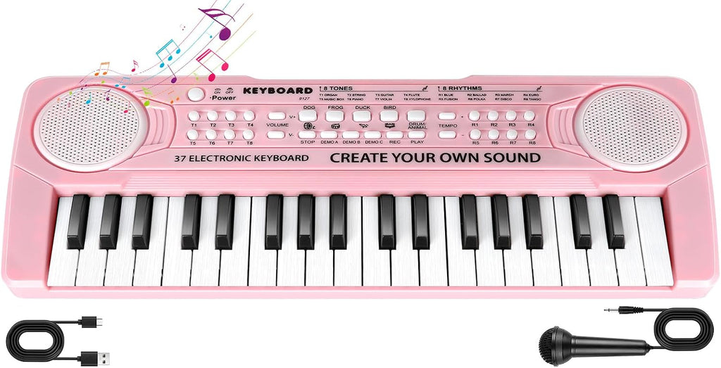 Teclado de piano de juguete para niños, 37 teclas, pianos musicales, juguetes con micrófono