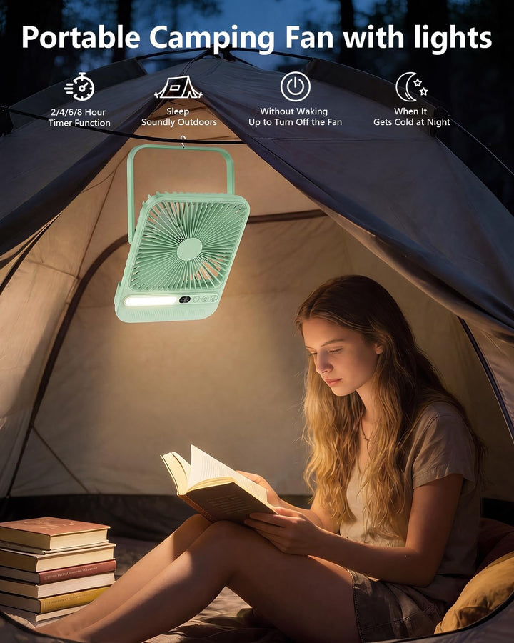 BIVBTP Ventilador de viaje portátil ultrafino de 8000 mAh con tempo...
