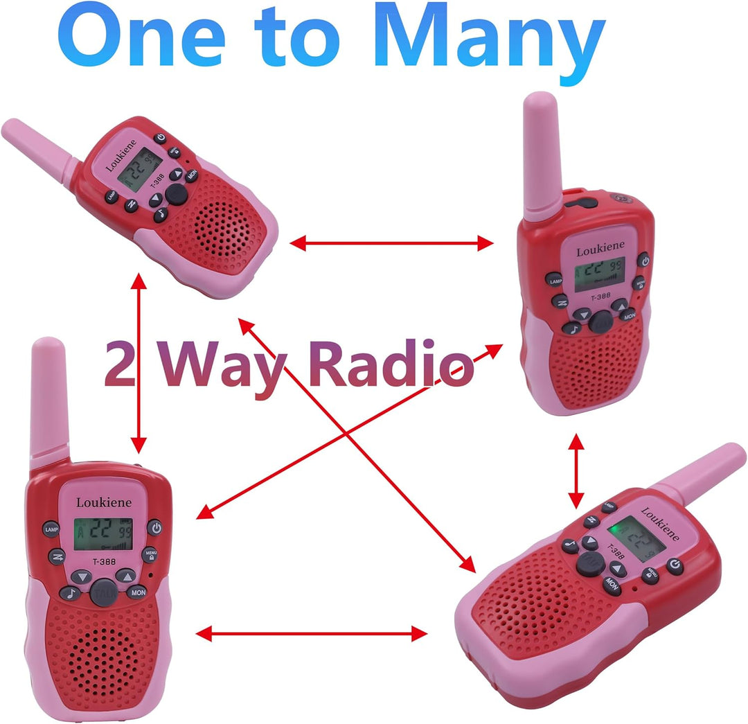 LOUKIENE Walkie Talkies para niños de 22 canales de radio de 2 vías...