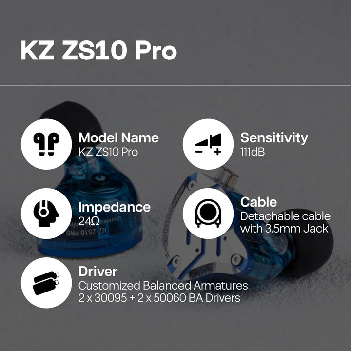 Linsoul KZ ZS10 Pro, auriculares intrauditivos HiFi con 5 controlad...