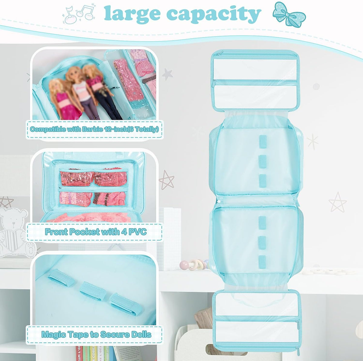 LININYHAO Estuche de transporte compatible con muñecas Barbie de 12...
