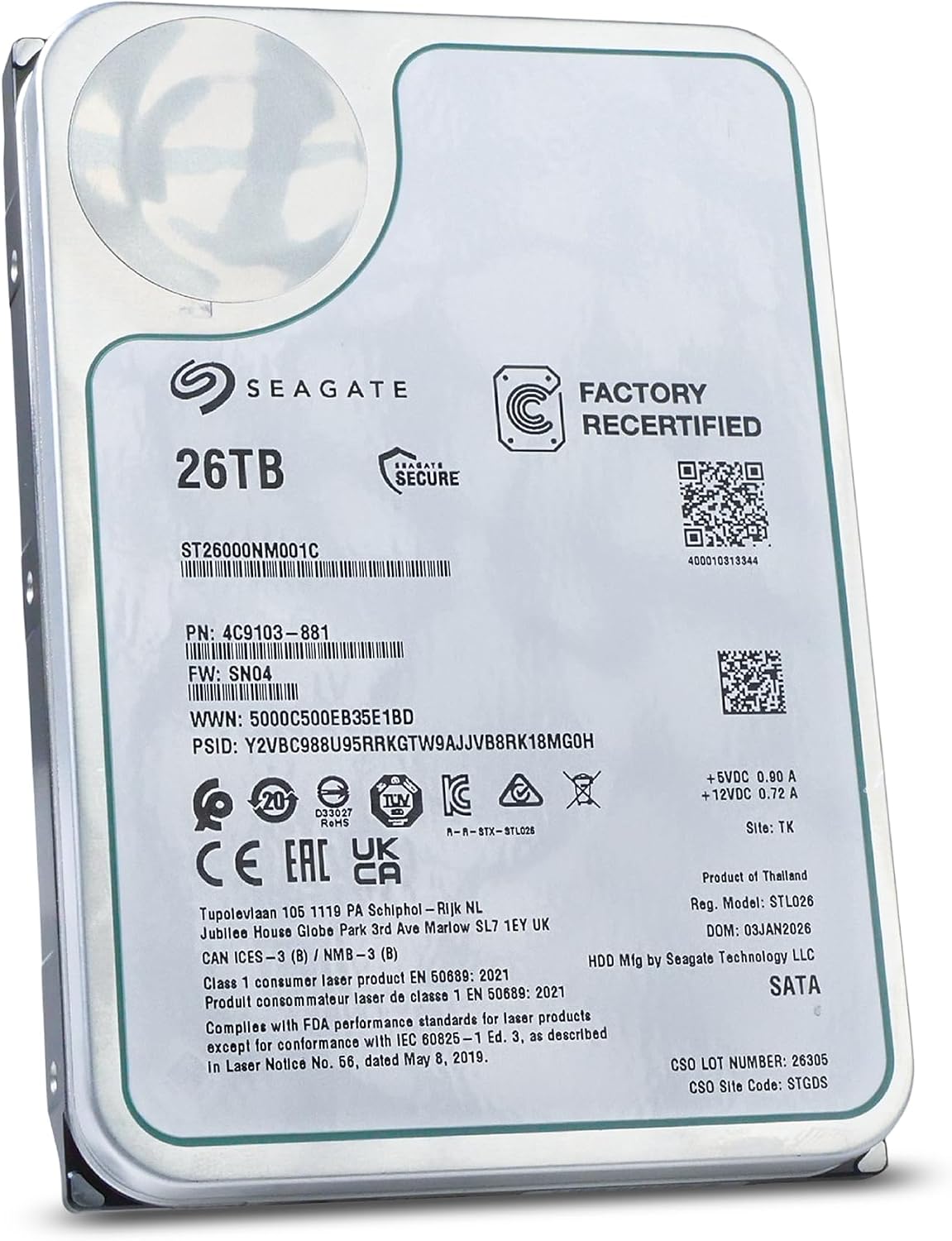 Seagate Exos ST26000NM001C 26TB 7200 RPM SATA 6Gb\/s 512e 3.5" Disc...