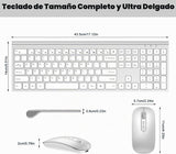 Combo de teclado y mouse inalámbricos recargables, juego de teclado...