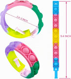 Paquete de 100 pulseras para ansiedad a granel, duraderas y ajustables, pulseras de presión multicolor para niños y adultos, juguetes a granel
